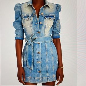 Retrofete denim Lema dress puff sleeves